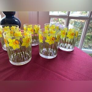 H.J. Stotter Vintage Yellow Daffodil Set of 6 Acrylic Tumblers